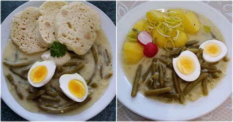 Fazolky na kyselo s bramborami a vejcem