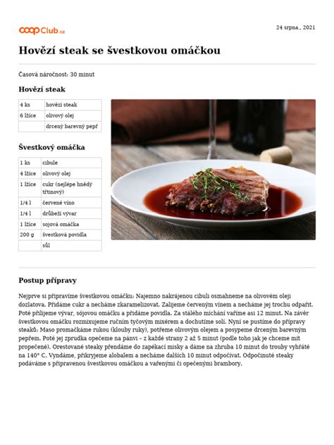 Hovězí steak se švestkovou omáčkou