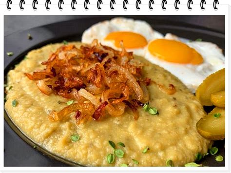 Hrachová kaše se smaženou cibulkou