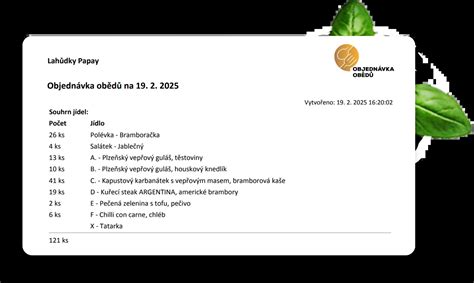 Objednávkový systém obědů