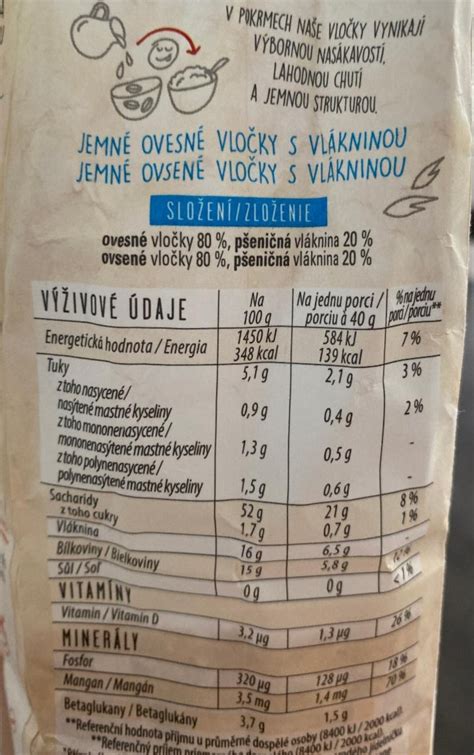 Ovesné vločky nutriční hodnoty