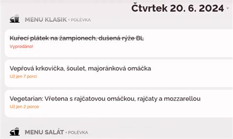 Správa jídel v systému VezuMenu